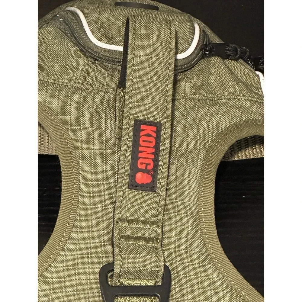 KONG Tactical Dog Harness Olive Green Reflective Padded Mesh Med Pocket Handle